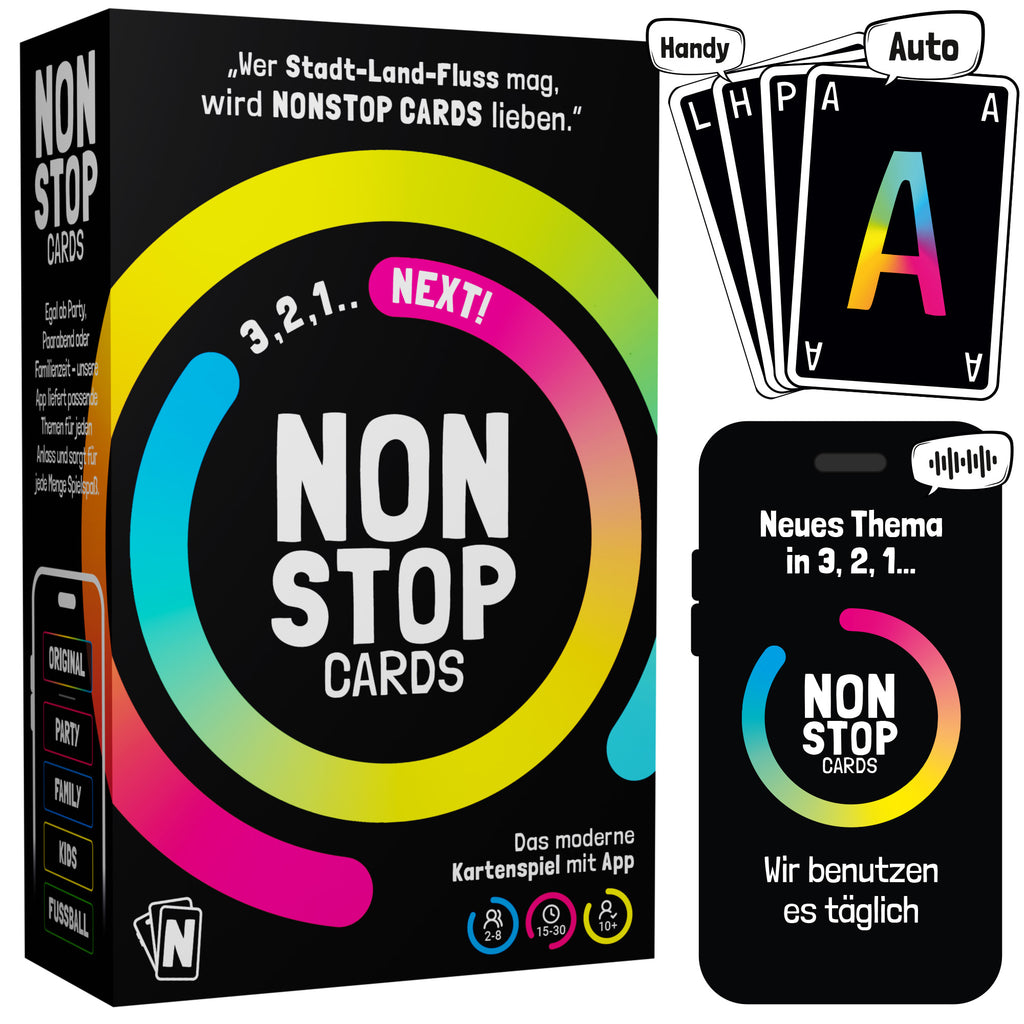 NONSTOP CARDS - Lustiges Kartenspiel mit App