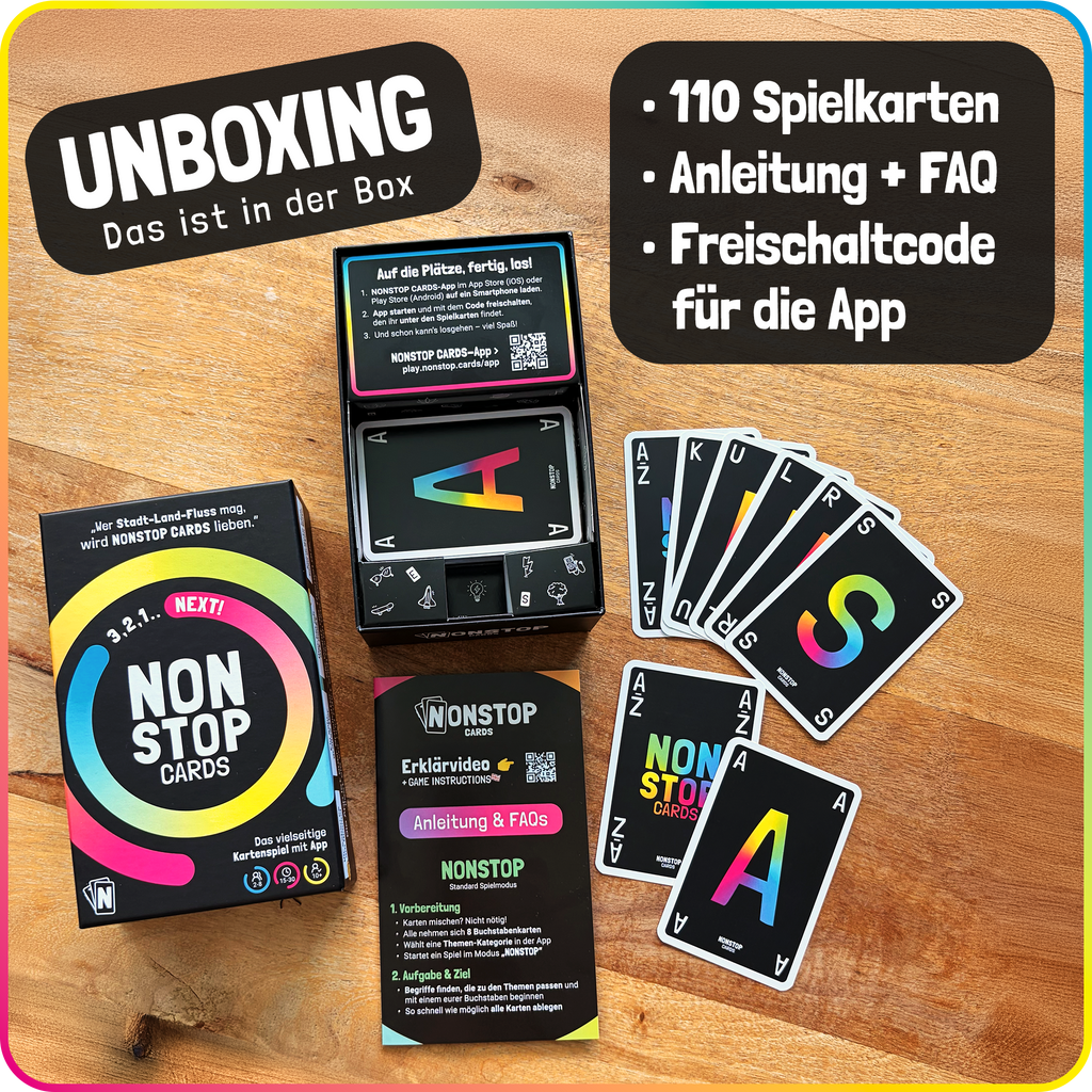 NONSTOP CARDS - Lustiges Kartenspiel mit App