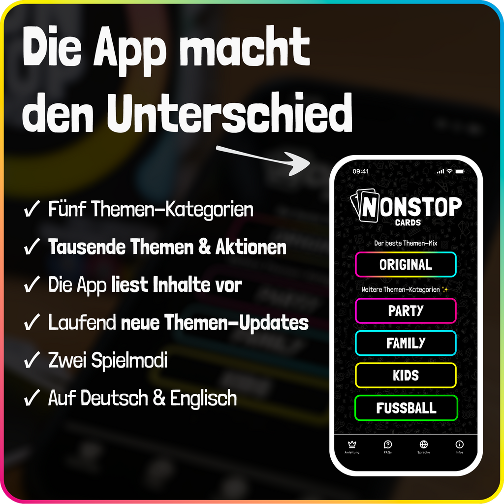 NONSTOP CARDS - Lustiges Kartenspiel mit App